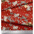 thumbnail image 2 of Soimoi Tissu Satin Modal Feuilles, Moth & Magnolia Imprimé Floral 1 Yard 42 Pouces de Large, 2 of 3