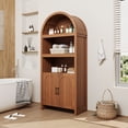 thumbnail image 2 of BeesClover 71" Tall Bookshelf Arched Cabinet with Storage, Mid-Century Bookcase Modern Wooden Kitchen Pantry Display Storage Cabinet with Open Adjustable Shelves for Living Room Home Office, 2 of 8