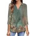 thumbnail image 1 of RKSTN Chemisiers Décontractés Boho à Imprimé Floral pour Femmes, Col en V, Manches Longues, Automne, Hauts à Imprimé Floral, Blouses Amples, Chemises, 1 of 6