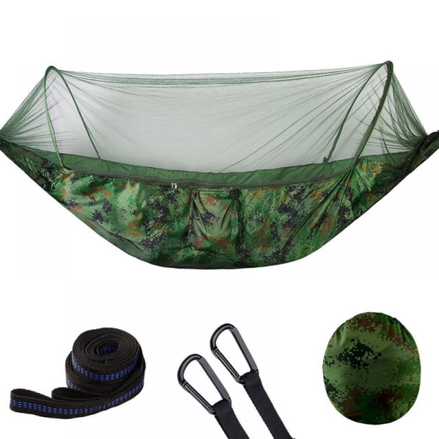 Automatic Quick-opening Tent-type Camping Hammock With Mosquito Net Lightweight Parachute Hammock For Camping Backpack Trekking Travel Backyard Beach 55”*114” Maximum Load-bearing 441LB
