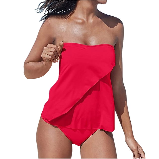 Birdeem Womens Two Piece Set Swimsuits Solid Tummy Control Swimwear Beachwear