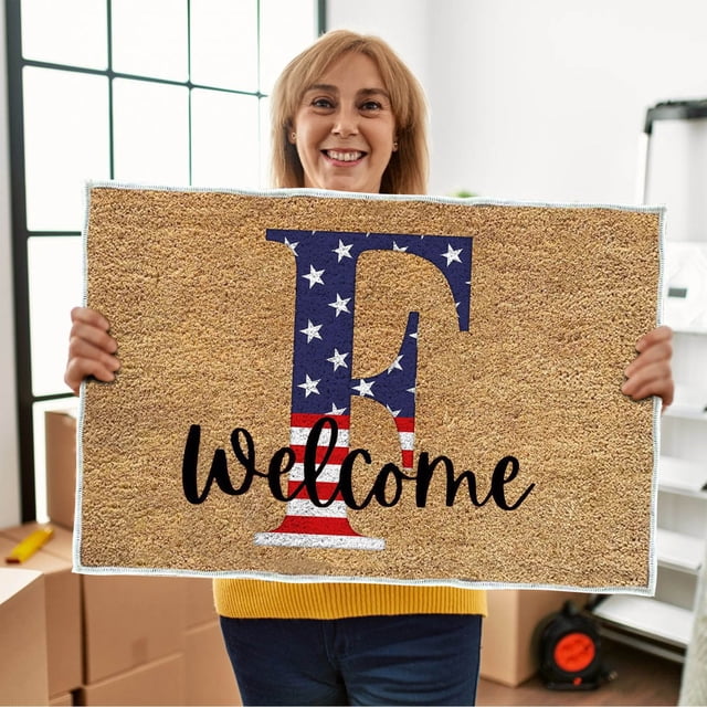 Rbaofujie Hallway Rug 4th Of July Door Mat Patriotic Doormat Entryway Rug Welcome Independence Day Doormat Stain and Fad Patriotic Decor Welcome Outdoor Mat Front Door Rugs Indoor