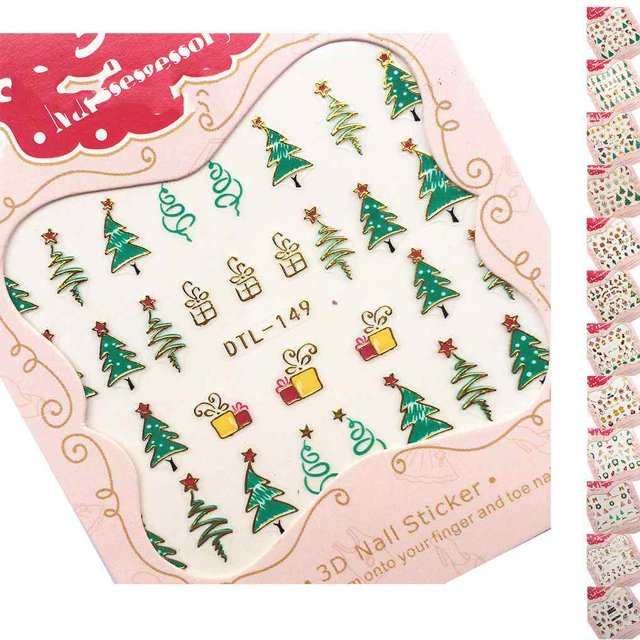 Xingzhi Nails Art Sticker Merry Christmas 3D Golden Elements Nail Wrap Sticker Tips DIY Manicura Stickers Tool
