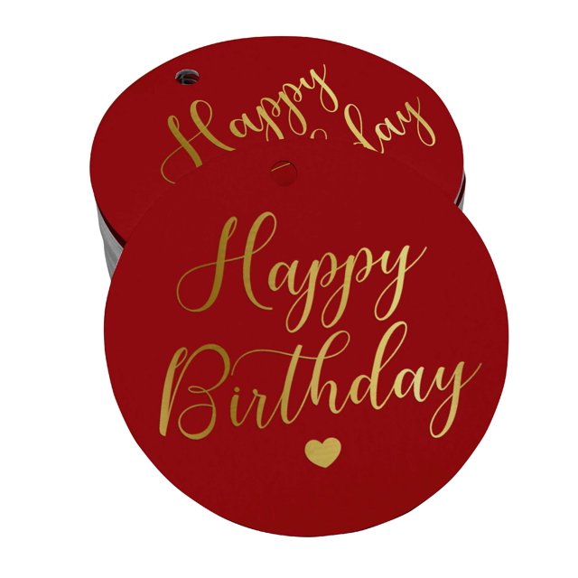 Inkdotpot 100 Pack Real Gold Foil Paper Tags Happy Birthday Favor Hang Tags