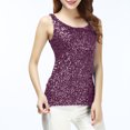 thumbnail image 1 of Choix Populaires, Débardeur Patchwork à Sequins pour Femmes, Col Rond, Coupe Ajustée, à la Mode, Décontracté, Usage Quotidien, Haut Élégant Coupe Confortable/polyester, Violet, Sopatenor, 1 of 8