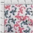 thumbnail image 2 of oneOone Rayon Pink Fabric Asian Japanese Koifish Craft Projects Decor Fabric Printed By The Yard 56 Inch Wide, 2 of 5