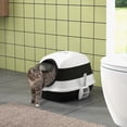 thumbnail image 2 of PawHut Cat Litter Box with Lid, Covered Litter Box w/ High Sides, Black, 2 of 10