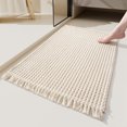 thumbnail image 1 of Soft Microfiber Farmhouse Bathroom Rug Washable Kitchen Mats Woven Non Slip Small Bath Mat with Pure Tassels,Tufted Braided Bath Rug for Entryway Doormat Laundry Room(20" X 32",Beige), 1 of 6