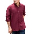 thumbnail image 1 of Innerwin Tunic Shirt Lapel Neck Men Tops Work Button Down Regular Fit Shirts Wine Red 180/114cm, 1 of 3