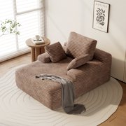 50" Oversized Lounge Chair Rectangle Indoor Cloud Deep Seat Accent Chair Plush Corduroy Boneless Sofa Chair, Floor Sofa Bed Small Couch for Living Room Bedroom, No Assembly Required (Brown Couch)