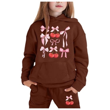 FhsagQ Outfits for Girls Child Toddler Boys Girls Long Sleeve Solid Warm Hoodie Pullover Tops Pants Kids Outfits Sweat Suit Toddler Girls Spring Outfits 3-4T Easter Coffee 4-5 Years
