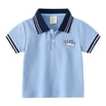 thumbnail image 1 of Chandail Polo pour Petit Garçon Chandail Polo à Rayures pour Garçons Chemise Boutonnée pour Garçons à Manches Courtes Tenue Garçon 4T, 1 of 8