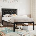 thumbnail image 3 of Homall Twin Size Bed Frame with Headboard PU Leather Upholstered Bed Frame Platform,All Metal Slats Support Platform Bed Frame with Storage Space,Easy Assembly,Noise Free,No Box Spring Needed,Black, 3 of 7