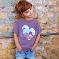 thumbnail image 3 of LUOGENLI T-Shirt pour Filles Garçon et Fille Mode Décontractée Imprimé Col Rond Ample Manche Courte T-Shirt Haut Maxi Hauts Ensemble Fluide Violet 4-5 Ans, 3 of 3