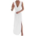 thumbnail image 2 of Gspmoly Robes d'Été pour Femmes 2025, Mode Femme Décontractée Angleterre Ample Sans Manches Uni Col en V Robe Longueur au Sol Robes Formelles pour Femmes Économies d'Été Liquidation, 2 of 6