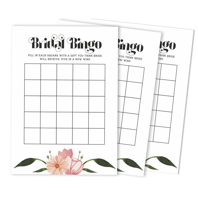 Inkdotpot CardsFor Bridal Wedding Shower Bachelorette Party Bulk Blank Square Fill In Gift Ideas 50FloralBingoGame