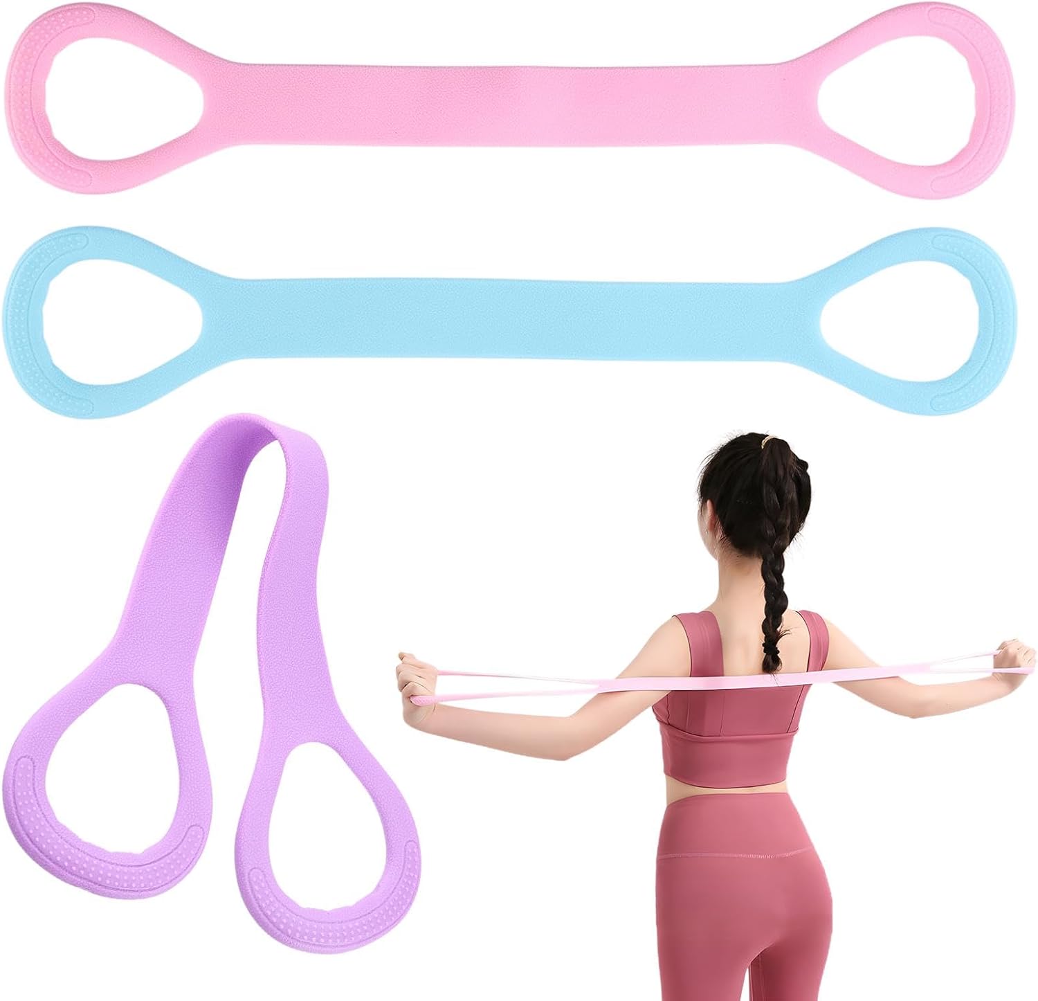 Figure 8 Resistance Band Set of 3, Arm Shoulder Exercise Tubes for Fitness