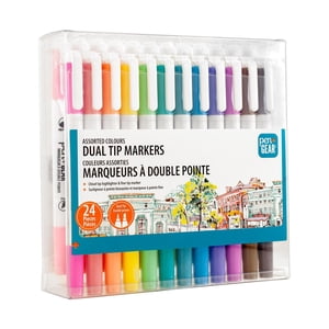 Pen+Gear Très bien. & Marqueurs à double embout, couleurs d'encre assorties, 24 Nombre
