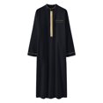 thumbnail image 4 of Wdgfv Caftan pour Homme Thobe Coton Manches Longues Brodé Col Montant Arabe Ample Robe pour Homme, 4 of 4