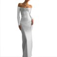 thumbnail image 1 of Women‘s Solid Color Long Sleeve Off Shoulder Strapless Party Dress, 1 of 2