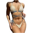 thumbnail image 1 of Qertyioot Women Bandeau Bandage Bikini Set Love Drawstring, 1 of 6