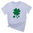 thumbnail image 4 of T-shirts de la Saint-Patrick pour Femmes Mode Col Rond Imprimé Manches Courtes T-shirt Décontracté Ample Hauts Saint-Patrick, 4 of 6