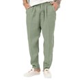 thumbnail image 1 of Innerwin Trousers Drawstring Men Bottoms Holiday High Waist Lightweight Summer Pants Green M, 1 of 4