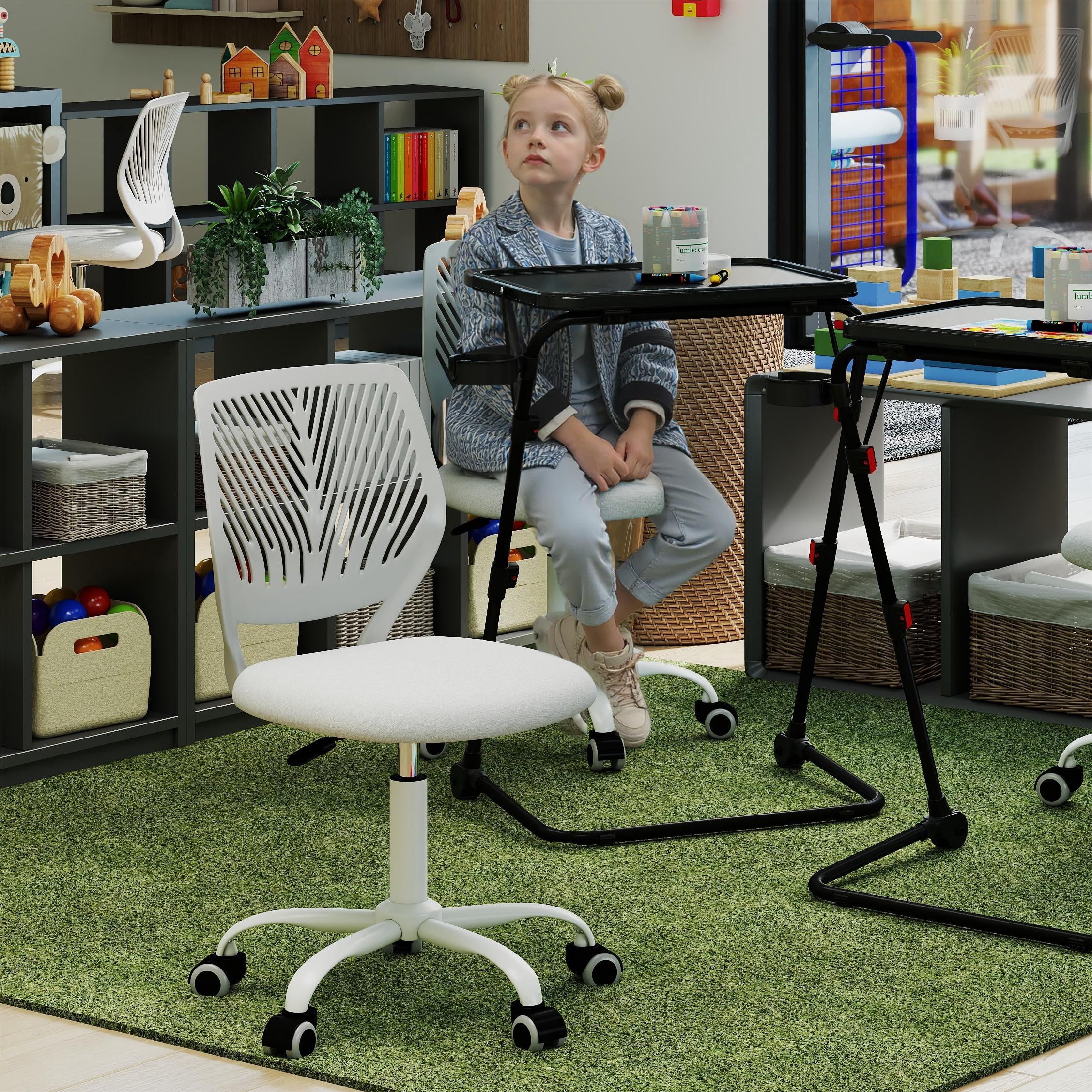 Homy Casa Adjustable Kids Desk and Chair Set, Foldable Game Table with Soft Top and Swivel Chair with Wheels