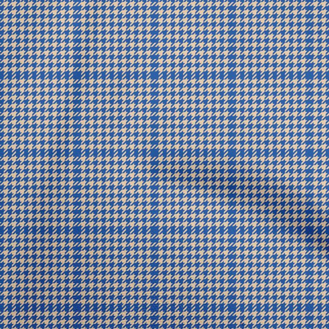 oneOone Cotton Poplin Blue Fabric Houndstooth Craft Projects Decor Fabric Printed By The Yard 56 Inch Wide