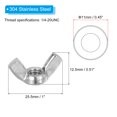 thumbnail image 2 of Unique Bargains 1/4'-20 Wing Nuts, 25Pcs 304 Stainless Steel Fasteners Parts Butterfly Nut Smooth Finish for Repair Install, 2 of 7