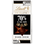 Lindt EXCELLENCE 70% Cacao Dark Chocolate Bar, 100 Grams