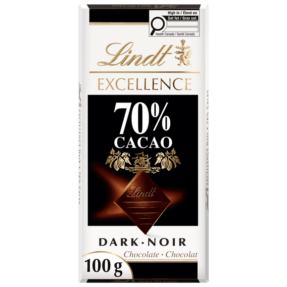 Chocolat noir Lindt EXCELLENCE à 70 % de cacao – Barre (100 g)