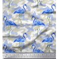 thumbnail image 1 of Soimoi Polyester Crepe Fabric Camouflage Texture & Flamingo Bird Printed Fabric 1 Yard 52 Inch Wide, 1 of 3