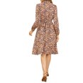 thumbnail image 3 of INSPIRE CHIC Robe Midi Ceinturée à Imprimé Floral Vintage en Mousseline à Manches Longues à Col Noué pour Femme 2TG Jaune, 3 of 8