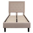 thumbnail image 2 of Lit plateforme Roxbury à une place touffeté en tissu beige, 2 of 6