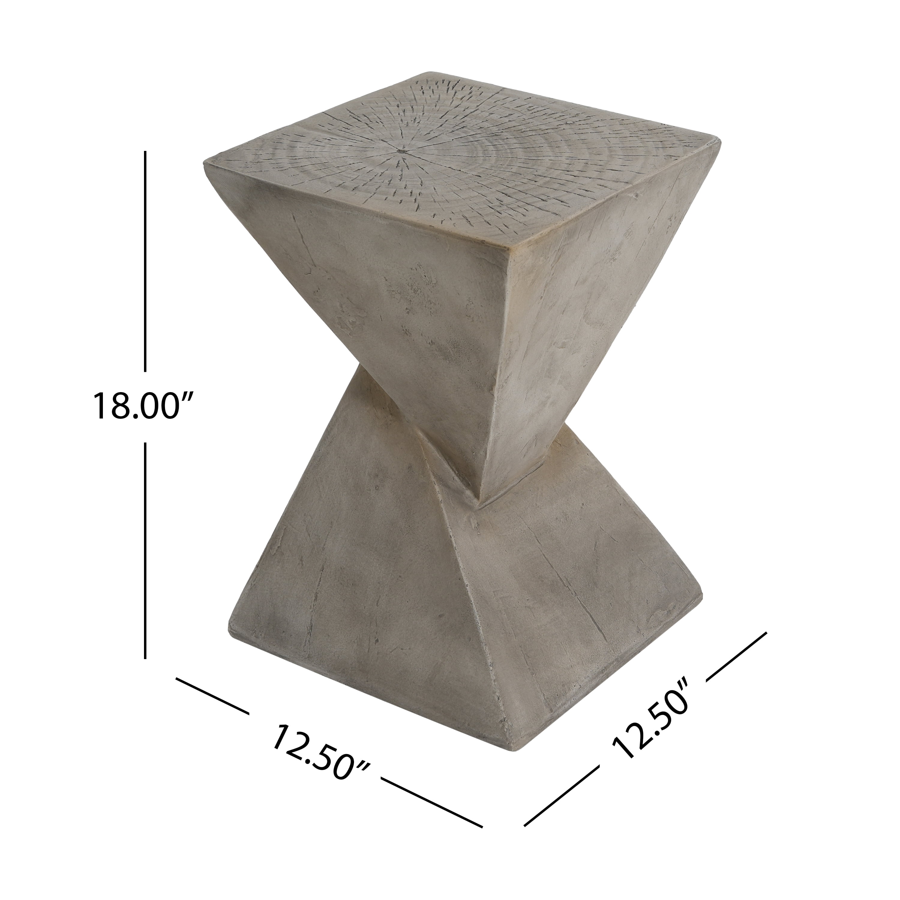 Table d'appoint Noble House en MGO gris pâle, design géométrique torsadé, gris pâle