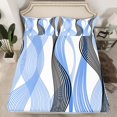 thumbnail image 2 of Erosebridal Checkered Geometry Bed Sheets Set Queen Size, Sky Blue Bed Sheets Queen, Mid Century 4-Piece, 2 of 7
