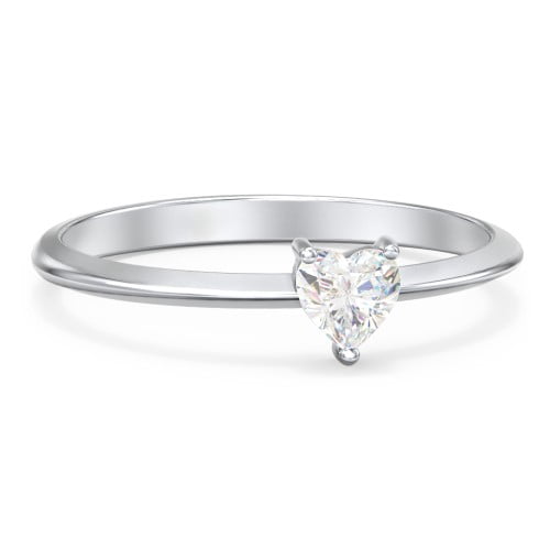 Heart Birthstone Ring - Cubic Zirconia / White Topaz (April)