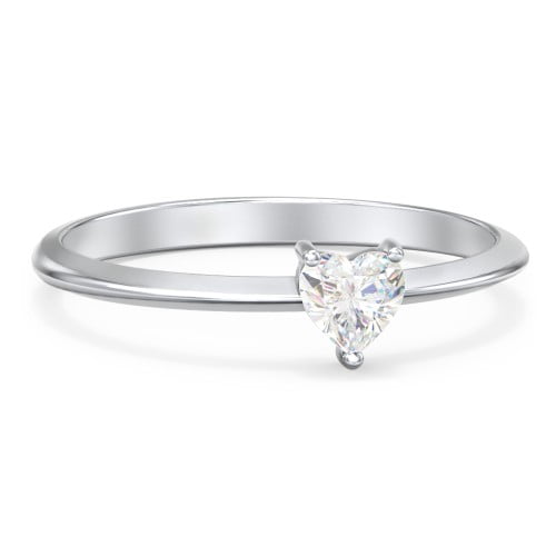Heart Birthstone Ring - Cubic Zirconia / White Topaz (April)