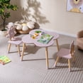 thumbnail image 4 of Costway Ensemble de Table pour Enfants en Forme de Fleur avec 2 Chaises Format Enfant Pieds en Pin Massif Rose, 4 of 10