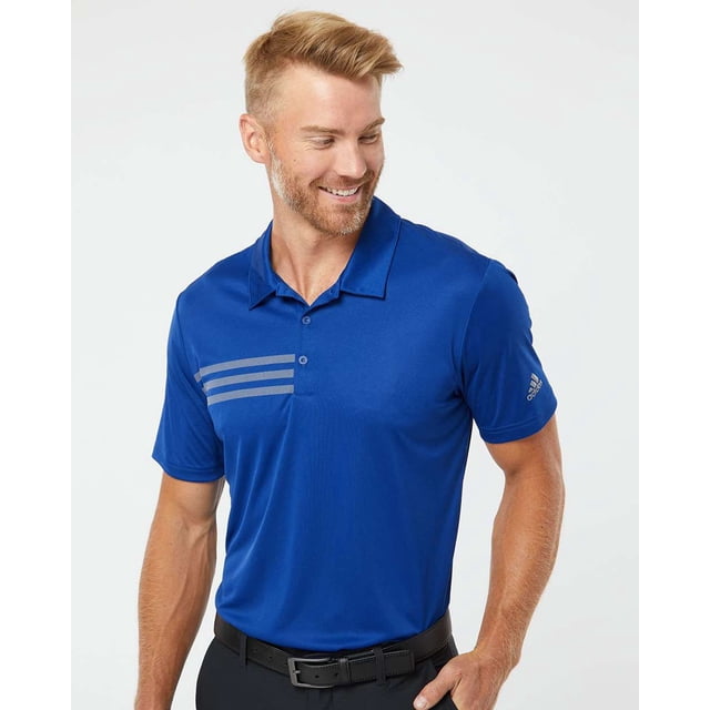 Adidas Mens 3-Stripes Chest Polo, XL, Collegiate RoyalGrey Three