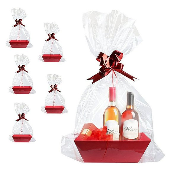 Empty Gift Basket Sturdy Tray with Handle Bulk Red Wine Party Graduation Birthday Wedding Gift Basket 25x16.5x9cm