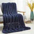 thumbnail image 1 of Cozy Tyme Keon Navy Channel Knit Throw - Cozy, Extra Soft, 50" x 70", 1 of 10