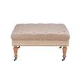 thumbnail image 3 of Linon Isabelle Square Tufted Upholstered Ottoman Wood Legs in Soft Tan Fabric, 3 of 6