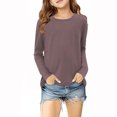 thumbnail image 1 of MeetoTime Girls Long Sleeve Tops Crewneck Solid Color Dressy Tunic Tops Children's Pullover Undershirt, 1 of 5