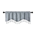thumbnail image 3 of Sentmoon Curtains with Tassel Elegant Fringed Window Curtains Patterned Rod Panels Stylish Short Drapes Boho Curtains Summer Decorations for Home for Windows Gray, 3 of 7