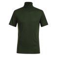 thumbnail image 3 of Birdeem Hommes Décontracté Printemps Été Uni Col Montant pour Amincissant Manches Courtes Col Roulé Hauts Blouse Chemises, 3 of 7