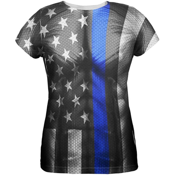 Halloween Thin Blue Line Superhero Costume All Over Womens T Shirt