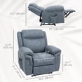 thumbnail image 3 of HOMCOM Recliner Chair with 8 Vibration Massage, Side Pockets, Blue-Grey, 3 of 10