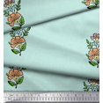 thumbnail image 3 of Soimoi Modal Satin Fabric Leaves & Floral Block Print Fabric by The Yard 42 Inch Wide, 3 of 3